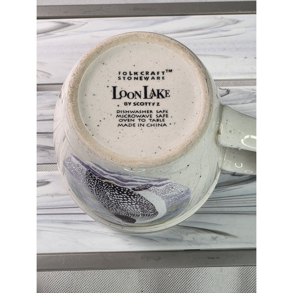 Vintage 'LOON LAKE' FOLKCRAFT STONEWARE Very Large 16 oz. Bird Mug/ Scotty Z - Picture 3 of 3